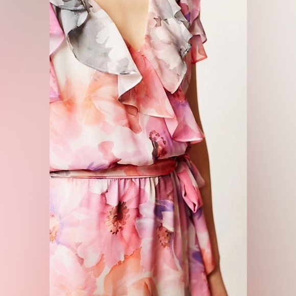 Anthropologie HD in Paris Easel Flora Ruffle Maxi Dress Size 6 Floral Watercolor - Picture 4 of 10